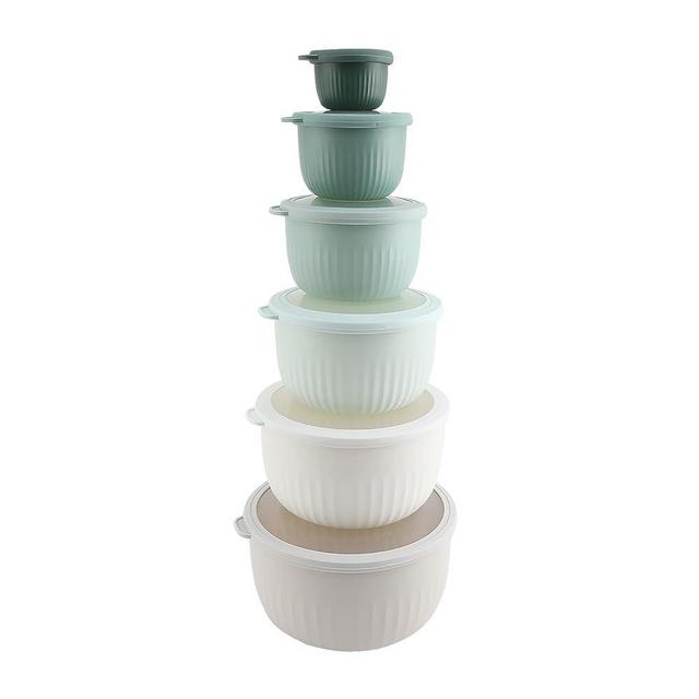COOK WITH COLOR Prep Bowls with Lids- Deep Mixing Bowls Nesting Plastic Small Mixing Bowl Set with Lids (Ros)