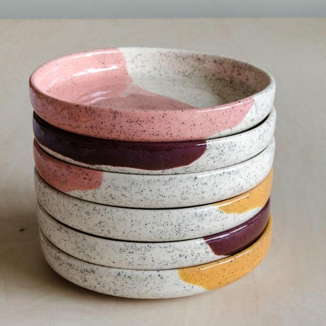 Deep plate - SET OF 6 - speckled color - handmade - ceramic - made to order