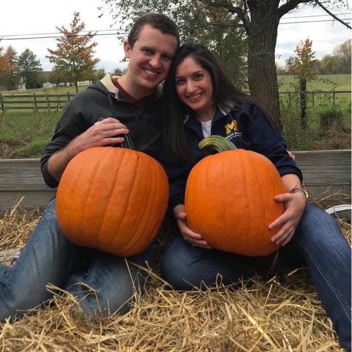 Our first photo together as a couple. Eric even missed a Purdue football game to go get a pumpkin with Katey!