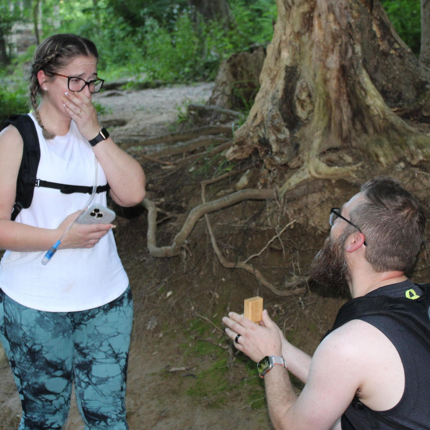 When Zack proposed to Leeza on 7.7.2024, Sunday, at Valley Forget National Park's Mt. Joy trail.