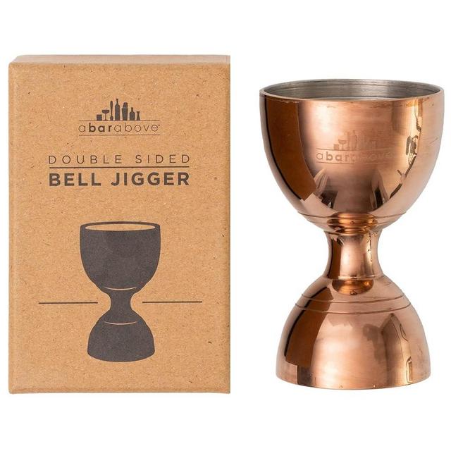 A Bar Above Premium Bell Jigger with 10 Measurements Inside - Professional & Heavy-Duty 304 Stainless Steel Cocktail Double Jigger for Bartending (1 Pack, Antique Copper)