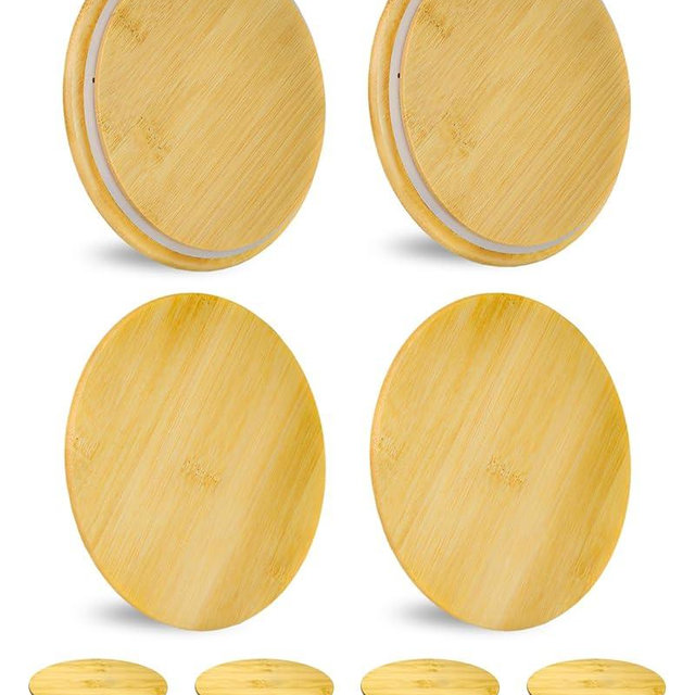 TERESRY Replacement Wooden Lids for Pyrex, Anchor Hocking Glass Containers 7201-PC*4, Bamboo Lids for Pyrex 4Cup Glass Bowls, Bowl Covers with Leakproof Silicone Gasket 4 Pack