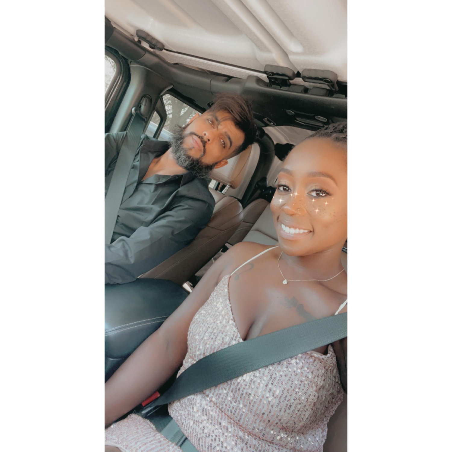 On our way home from taking our engagement photos.