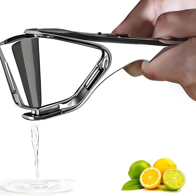 Heavy Duty Lemon Squeezer Stainless Steel - Max Extraction Manual Juicer - Easy Squeeze Fold-Flat Lime Citrus Handheld Juice Extractor