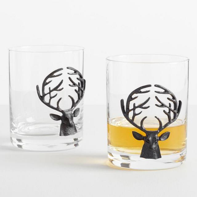 Bronze Stag Medallion Double Old Fashioned, Set of 2