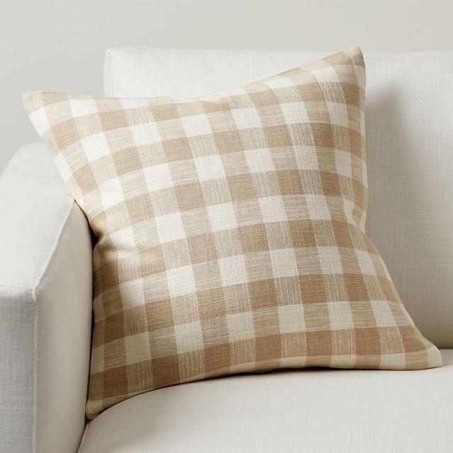 Dalton Check Pillow Cover, 18" x 18", Flax