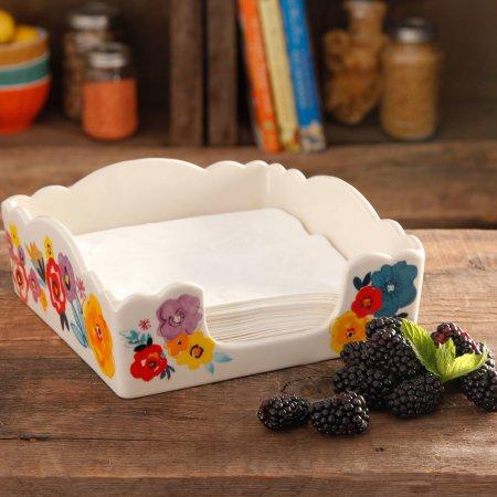 The Pioneer Woman Flea Market Stoneware Napkin Box, 7.5" in