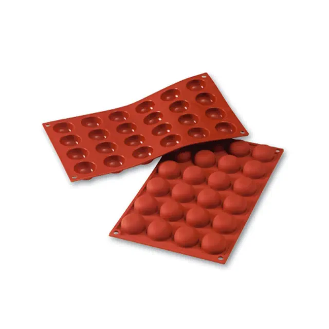 Silikomart Flexible Silicone Non-Stick Bakeware Pomponette Mold .61 Oz, 1.34" Diam. x .63" Deep, 24 Cavities