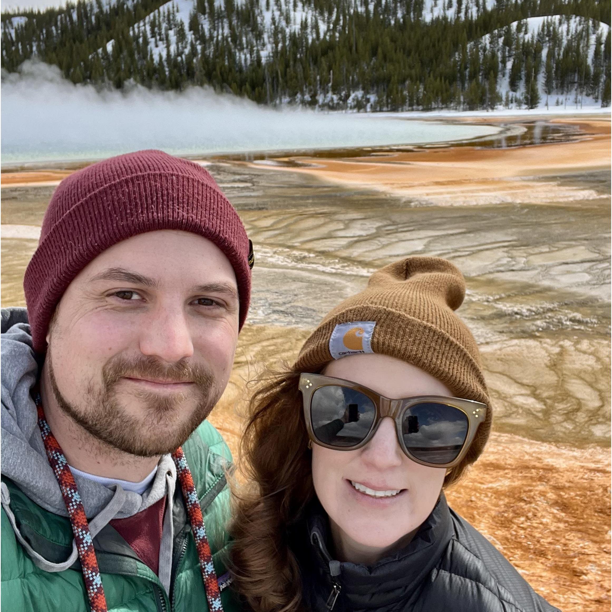 A windblown yet amazing moment at Yellowstone National Park.