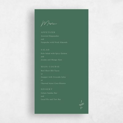 Hunter, Green Wedding Menu - Sivas