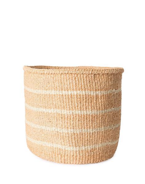 Striped Sisal Basket - White
