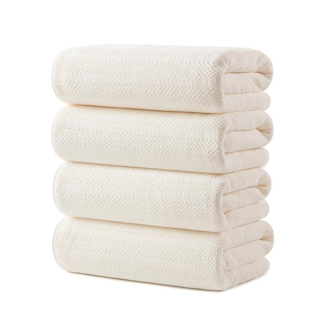 ecolook 4 Pack Microfiber Bath Towels, 31 x 63 inches Extra Large Bath Towel Set, Super Soft Highly Absorbent Bath Towels Set of 4, Quick Dry Lightweight Bathroom Towels for Spa, Pool, Gym, Beige
