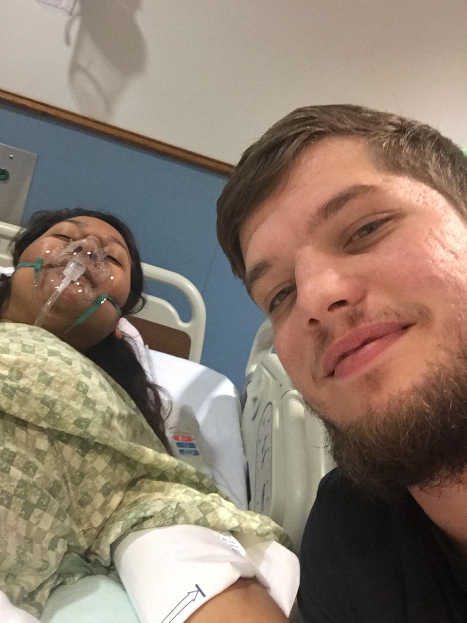 Jeffrey and I getting ready for Iris to enter this world.