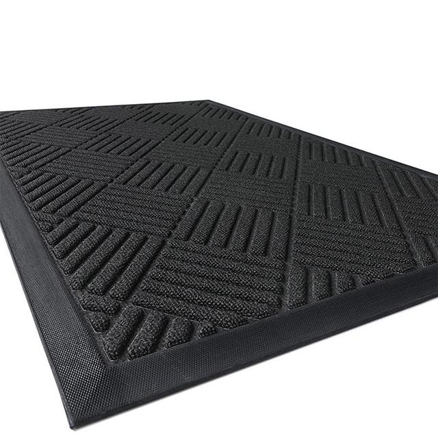 Front Door Mat Outdoor - Heavy Duty Non Slip Rubber Door Mats for Outside Entry - Absorbent Boots Scraper Outdoor Doormats Rugs for for Entryway Entrance Indoor Outdoor, Black, 17"x30"