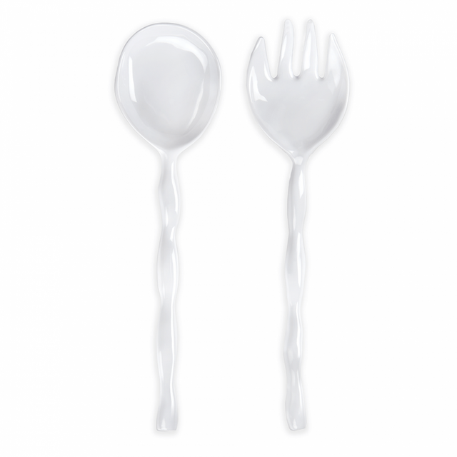 White Melamine Salad Servers Set