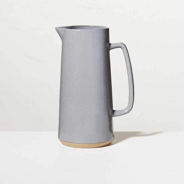 Large 85oz Glazed Stoneware Pitcher Gray - Hearth & Hand™ with Magnolia