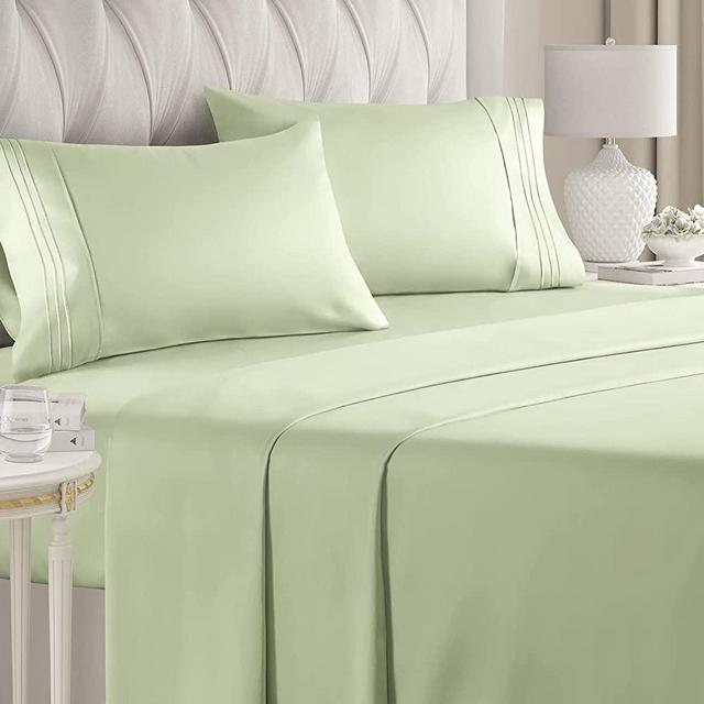 King Size Sheet Set - Breathable & Cooling - Hotel Luxury Bed Sheets - Extra Soft - Deep Pockets - Easy Fit - 4 Piece Set - Wrinkle Free - Comfy – Light Sage Green Bed Sheets - Kings Sheets – 4 PC