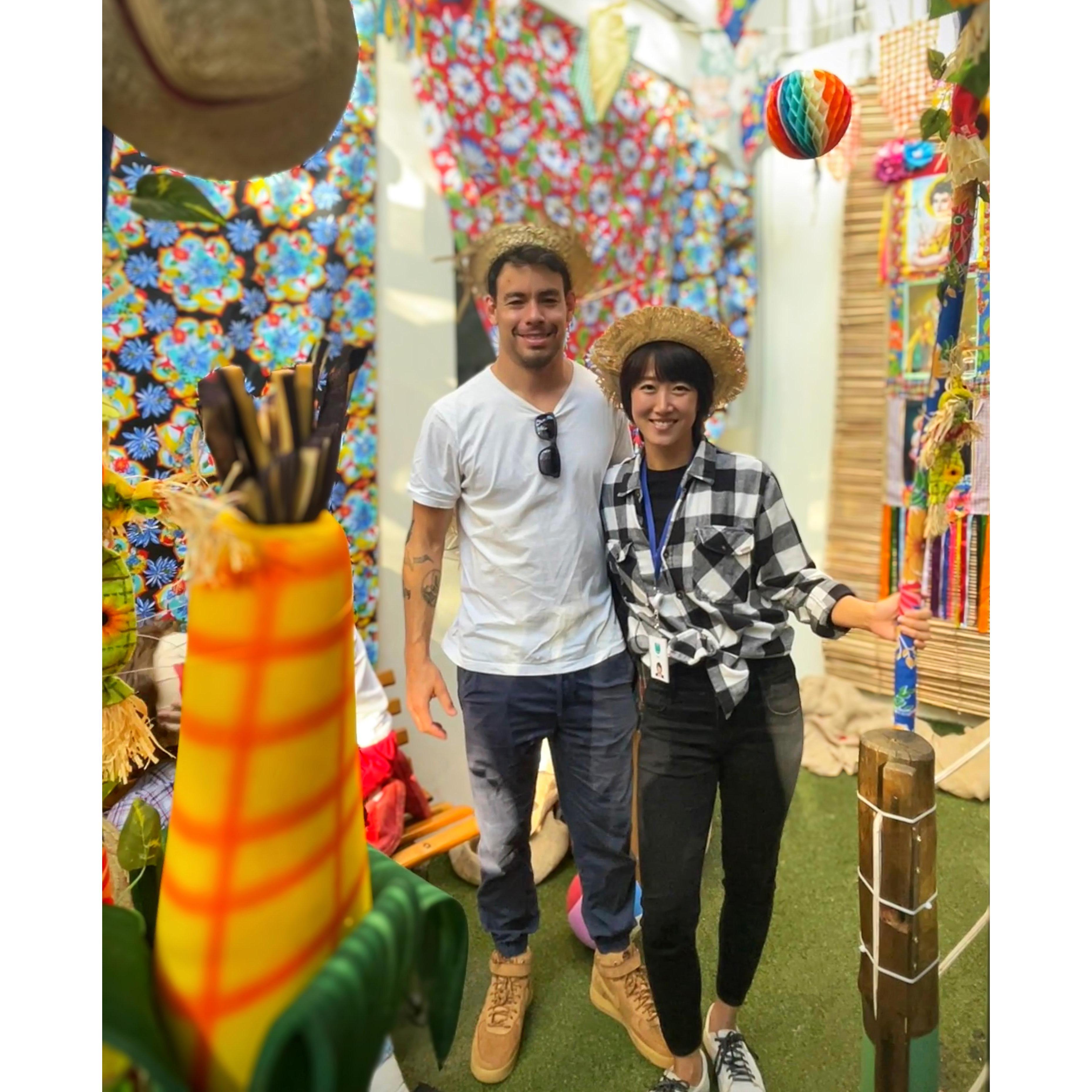 Our first Festa Junina together—and from that day on, his wardrobe officially became hers!