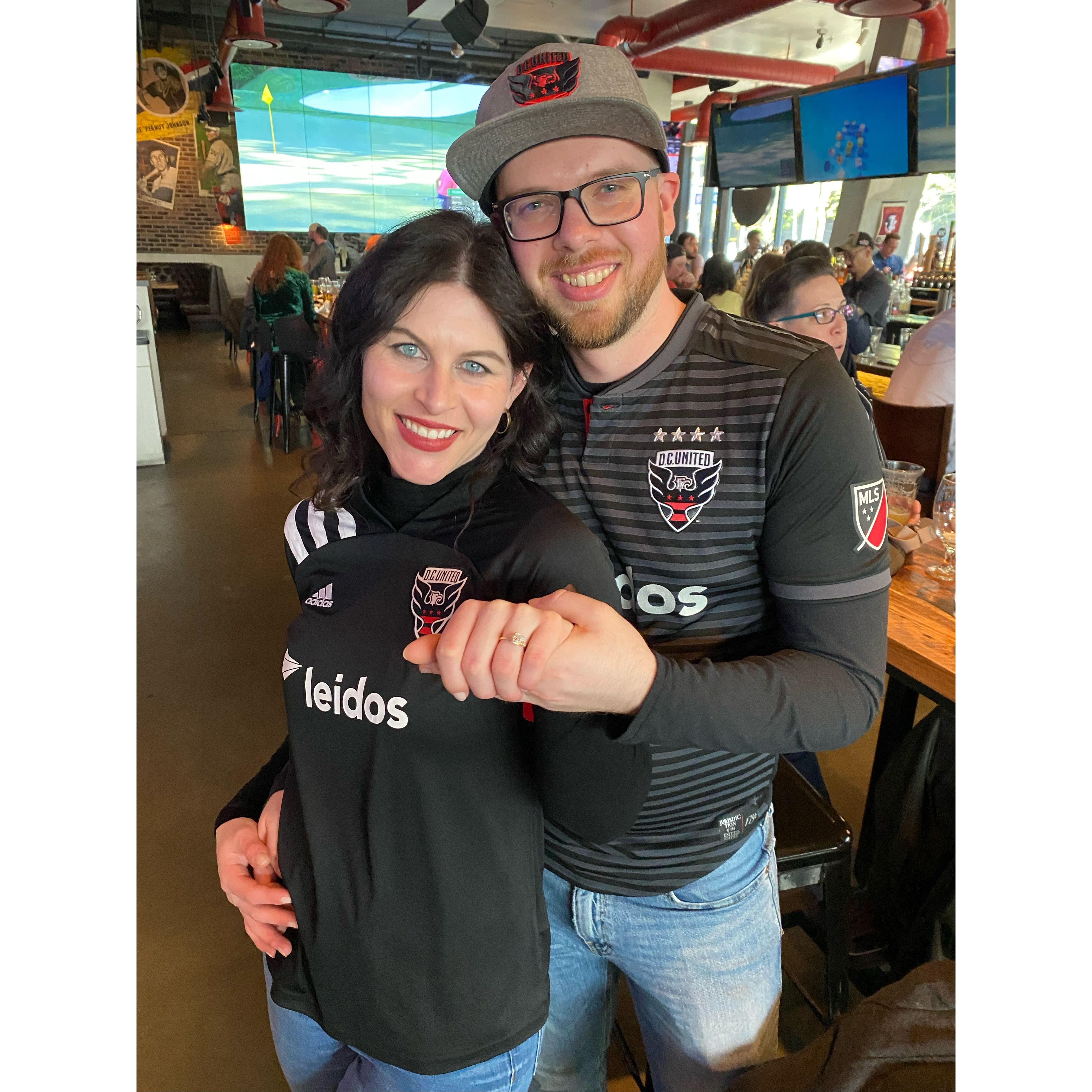 Surprise engagement party at DC United game!