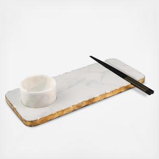 Old Hollywood Marble Dipping Tray with Chopsticks