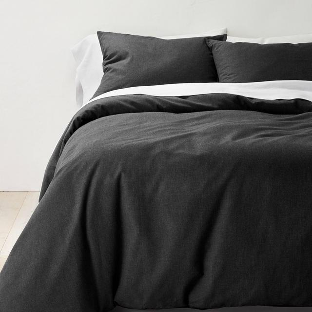King Cashmere Blend Duvet Cover & Sham Set Washed Black - Casaluna™
