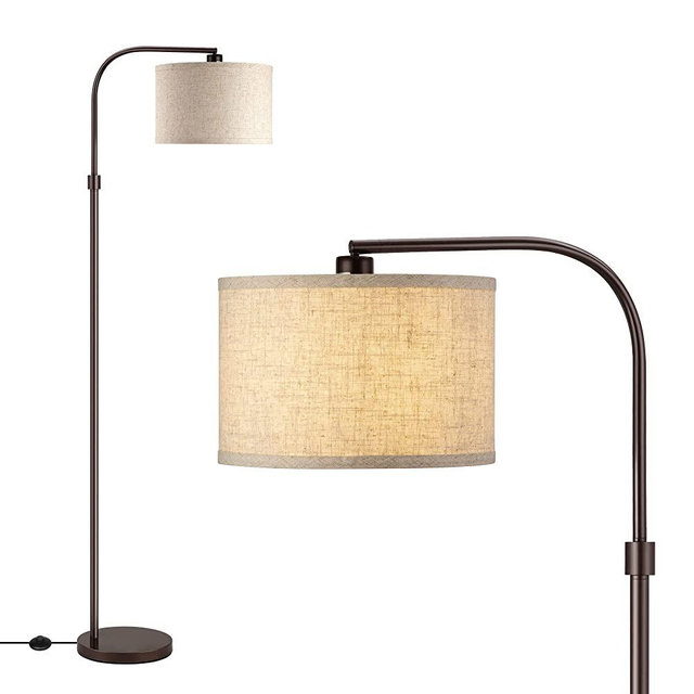 EDISHINE Floor Lamp for Living Room, Arc Standing Tall Lamp with Adjustable Linen Lamp Shade, Modern Arched Corner Reading Light for Bedroom, Office, 62"