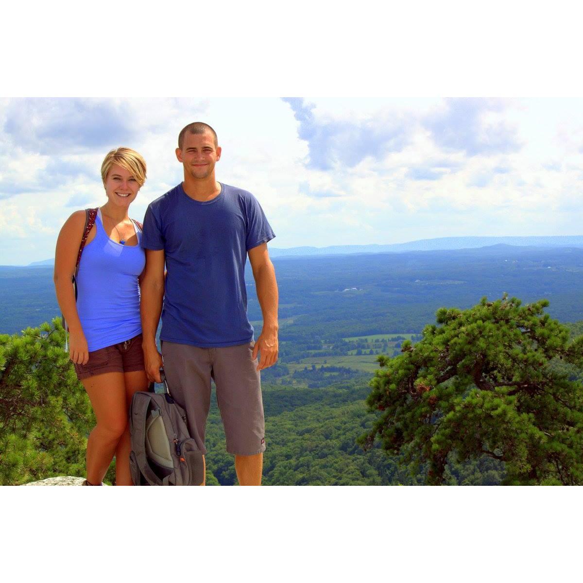 In one of our favorite close destinations - The Shawangunk Mountains (Usually just known as The Gunks). Don't worry, Marne isn't really that tall, she's just standing on a rock above Dane!