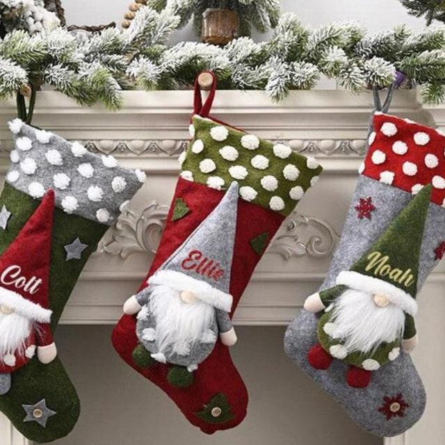 Christmas Stocking Personalized Gnomes Elf