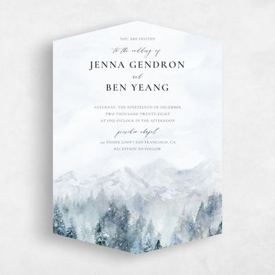 Grey Diamond Wedding Invitation - Avalon Portrait