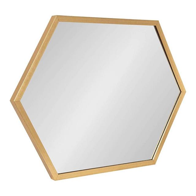 Kate and Laurel Laverty Glam Framed Framed Hexagon Mirror, 22 x 31, Gold, Modern Geometric Wall Decor
