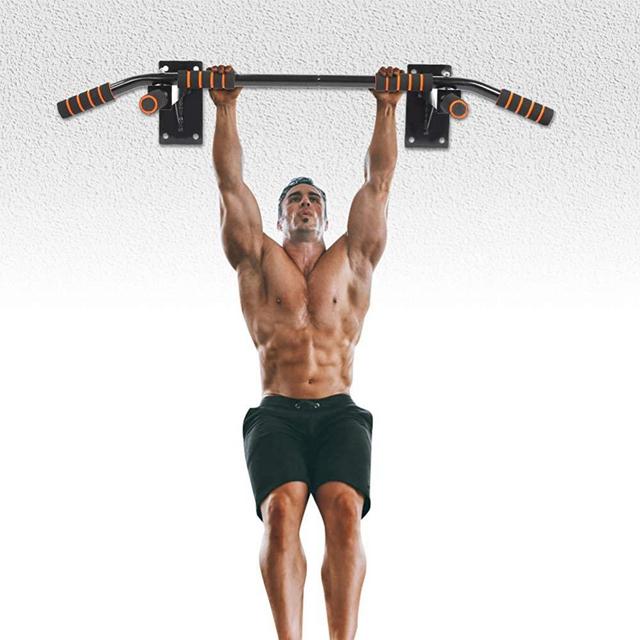 Biuzi Pull Up Bar 1Set Steel Pipe and Foam Wall Mount Pull Up Bar Chin-up Body-bulding Exercise Fitness Gym Home Pull-up Equipment Black