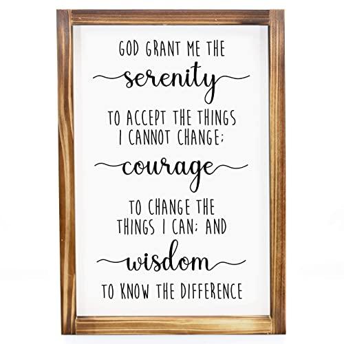 MAINEVENT Serenity Prayer Wall Decor Sign - Bible Verse Wall Art, Rustic Farmhouse Decor for The Home, Modern Farmhouse Decor, Christian Decor, Religious Wall Decor with Solid Wood Frame 11x16 Inch