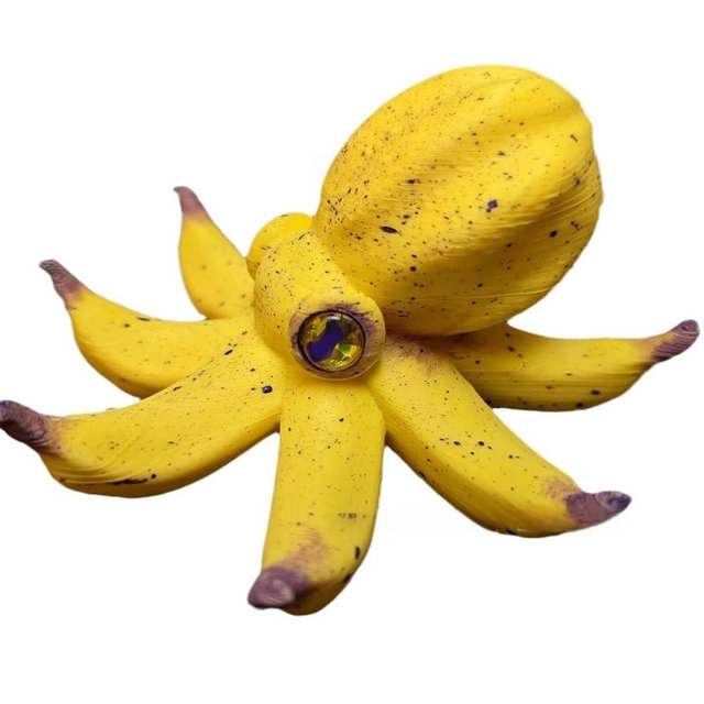 Gem Tour 1PC Banana-Colored Octopus Figurine,Sea Animal Ornament, Collection for All, Home Desktop Indoor Sculpture Resin Crafts,Office Décor, Paper Weight on Ocean Meets Perfectly Ripe Fruit