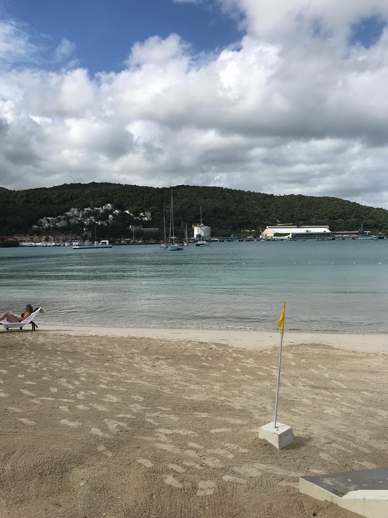 The beach against the mountains