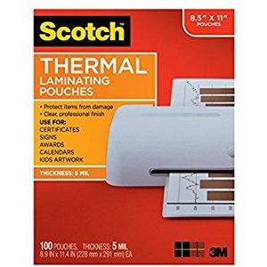 Scotch Thermal Laminating Pouches, 8.9 x 11.4-Inches, 5 mil thick, 100-Pack (TP5854-100),Clear