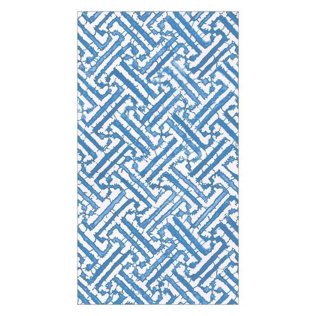 Caspari Fretwork Paper Guest Towel Napkins in Blue - Four Packs of 15