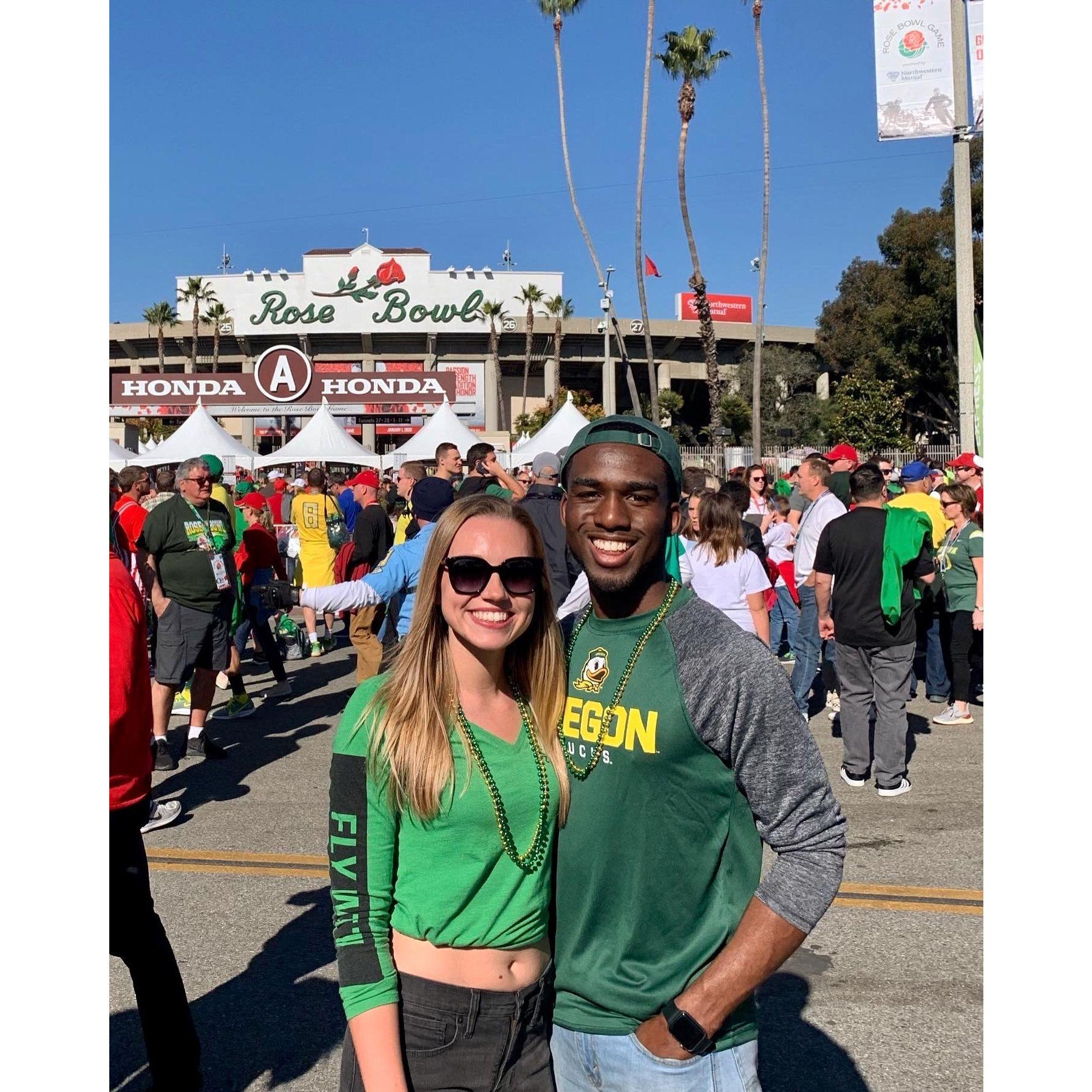 The Oregon Ducks vs Wisconsin Badger Rose Bowl game