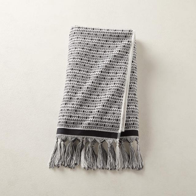 Piper Jacquard White/Black Hand Towel