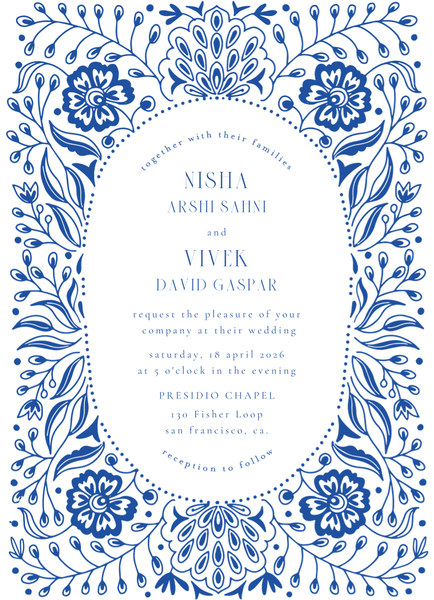 Calliope Portrait | Cobalt | Zola Wedding Invitations