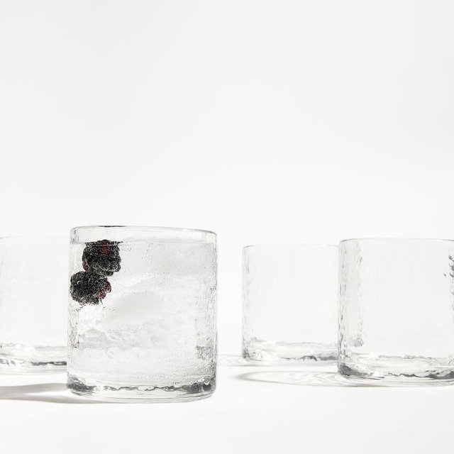 Hammered Outdoor Short Drinking Glasses, Set of 4 - Clear