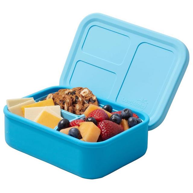 LunchBots Build -a- Bento, Platinum Food Grade Silicone Bento Box, Leak Proof, BPA Free, Oven & Dishwasher safe 28 oz Capacity - Light Blue