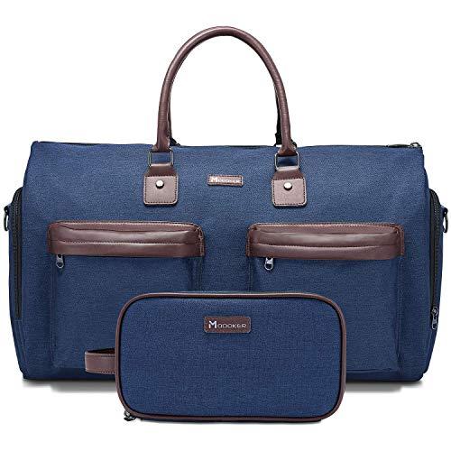 Convertible Garment Bag with Toiletry Bag, Modoker Carry on Garment Duffel Bag for Men Women - 2 in 1 Hanging Suitcase Suit Travel Bags, Blue
