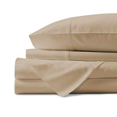 Mayfair Linen 100% Egyptian Cotton Sheets, Sand Queen Sheets Set, 800 Thread Count Long Staple Cotton, Sateen Weave for Soft and Silky Feel, Fits Mattress Upto 18'' DEEP Pocket