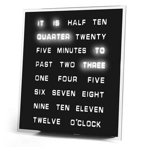 Tech Tools - LED Word Clock 8" x 8" - Displays Time As Text - Wall Mount or Desktop with Built-in Stand / Powered by AC Adapter (Included)