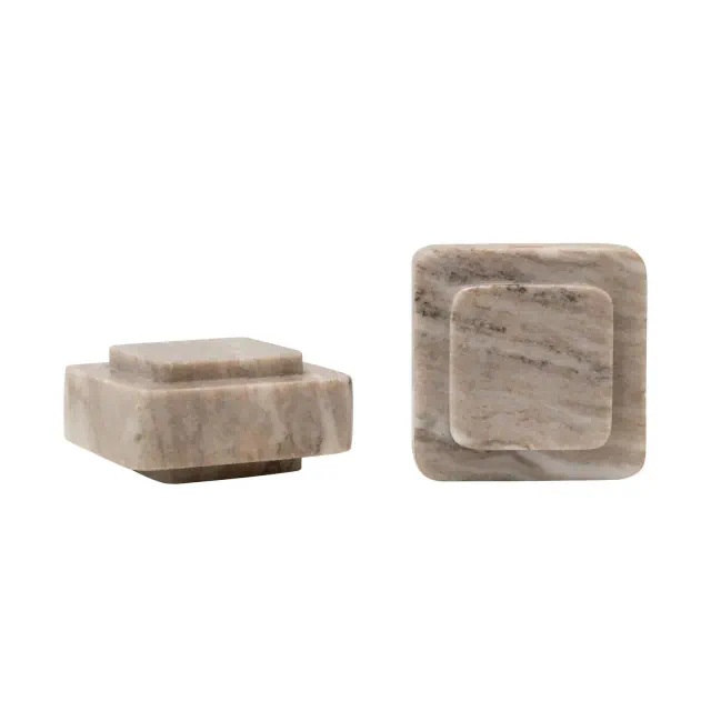 Storied Home Marble Bookends, Beige, Set of 2