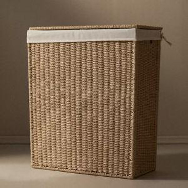 FABRIC-LINED LAUNDRY HAMPER IN NATURAL | Zara Home