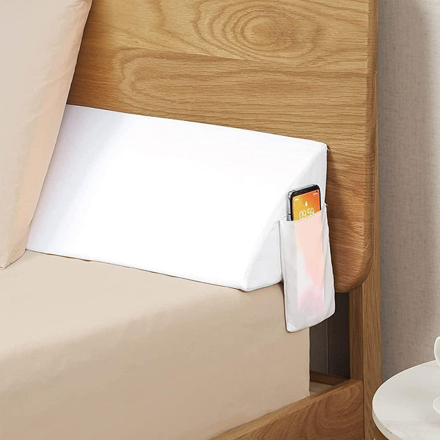 Vekkia Full Size Bed Wedge Pillow/Headboard Pillow/Mattress Wedge/Bolster Pillow Close The Gap Between Your Mattress and Headboard(White 54"x8"x6")