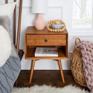 Middlebrook Mid-Century Solid Wood 1-Drawer, 1 Shelf Nightstand - Natural Pine