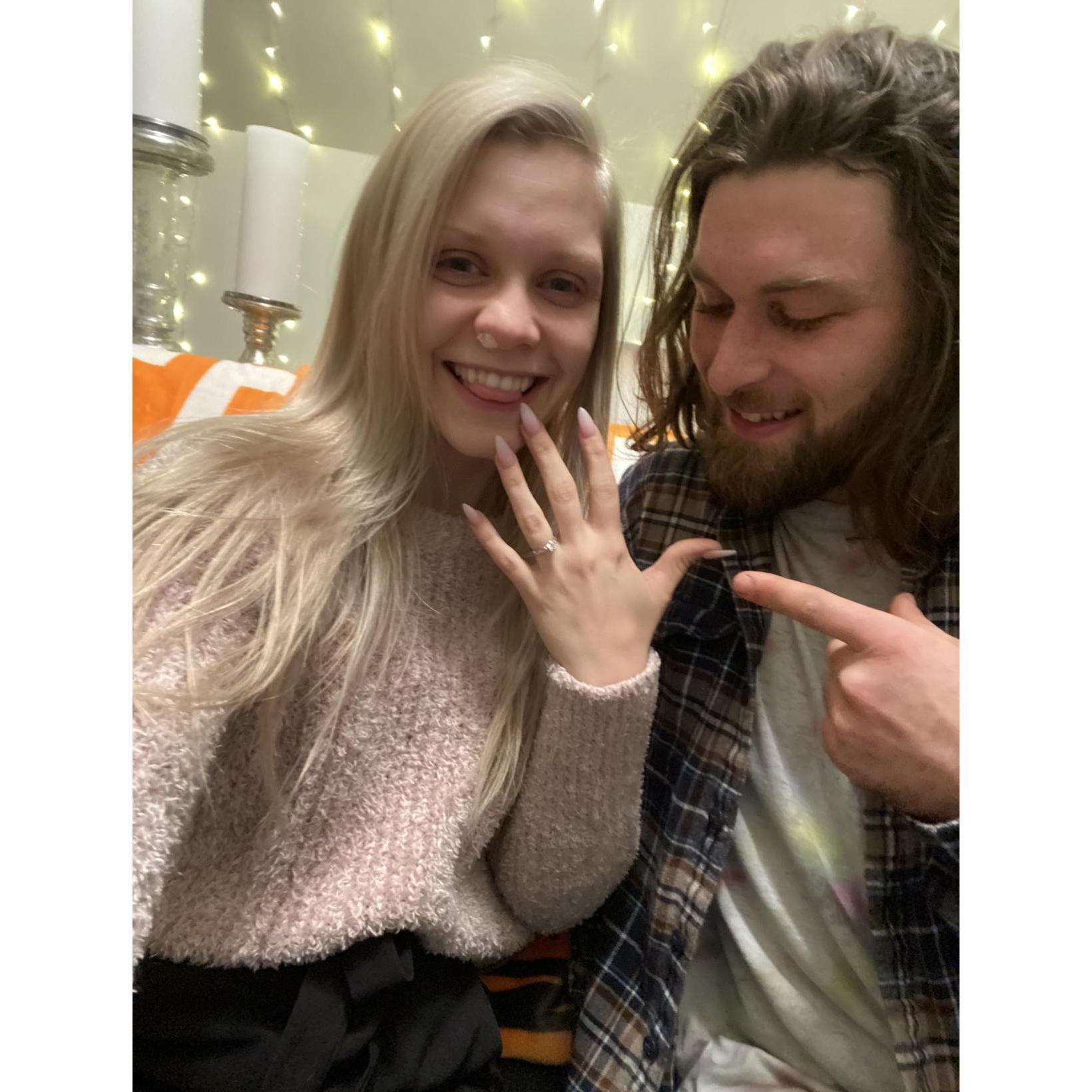 The moment we were all waiting for! Alahnah's nose was bleeding, but that didn't stop Chris from proposing on Christmas Eve. Fun Fact: Christmas is Alahnah's favorite holiday.
December 24th, 2020