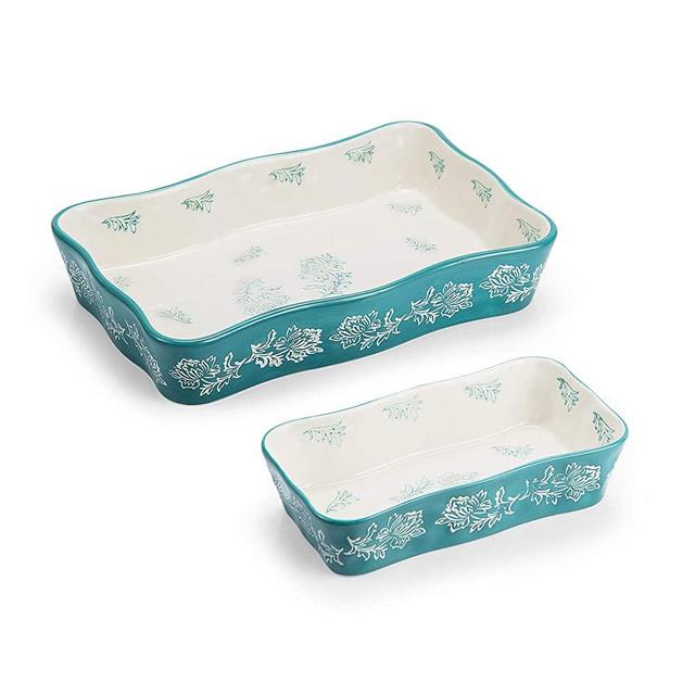 Wisenvoy Baking Dish Ceramic Bakeware Sets Lasagna Pan 2-pcs Casserole Dish Bakeware Baking Dishes Blue Baking Set